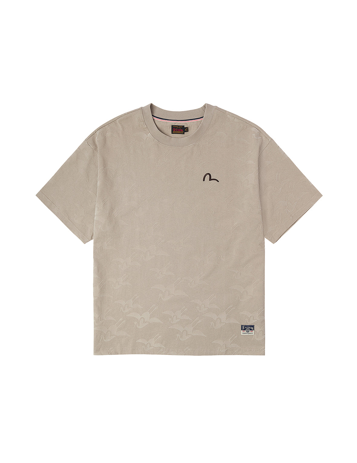 Allover Seagull Crane Flocking Print Relax Fit T-shirt