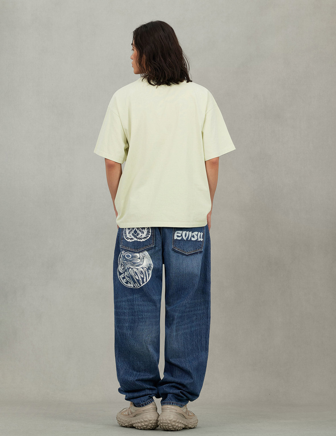 刺繡達摩與海鷗寬版休閒T恤