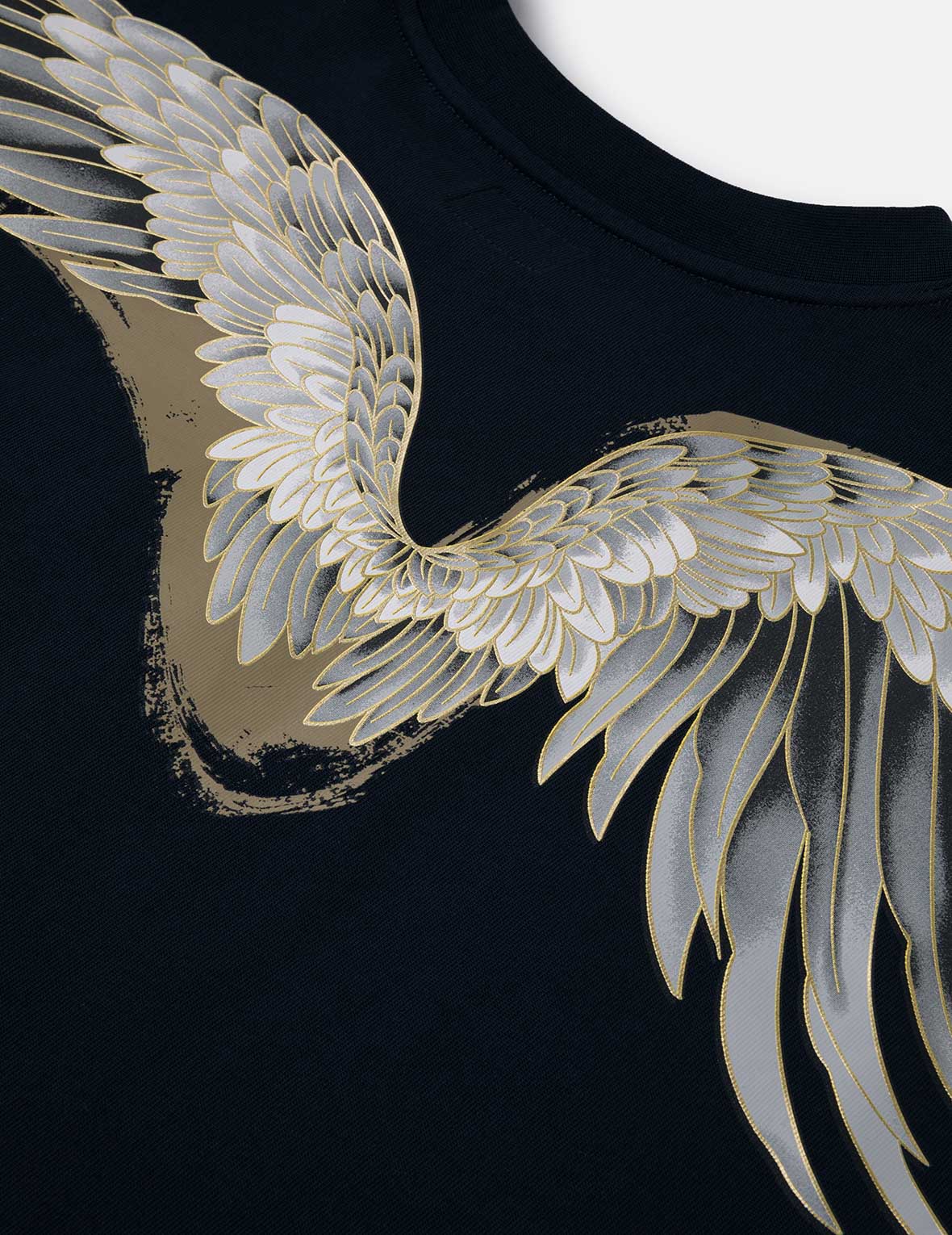 Crane Flying Wings with Daicock Print Loose Fit T-Shirt