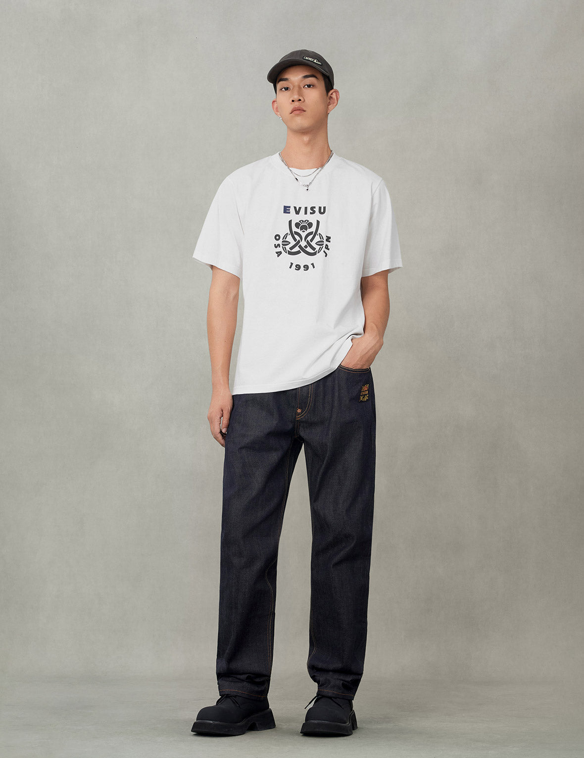 Wheel of Wisdom and  Daruma Daicock Print Regular Fit T-Shirt