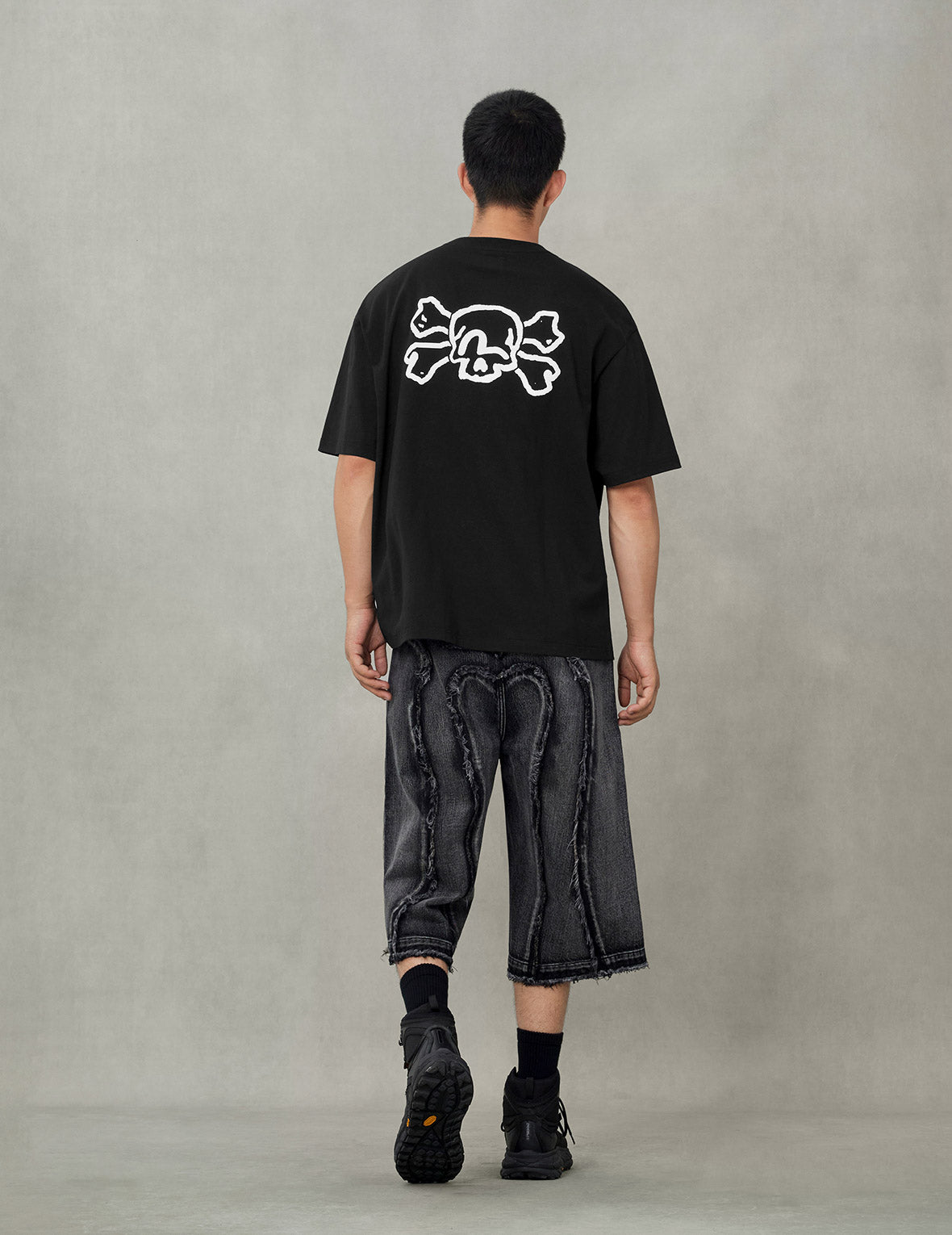 Skull and Seagull Print Oversized T-Shirt