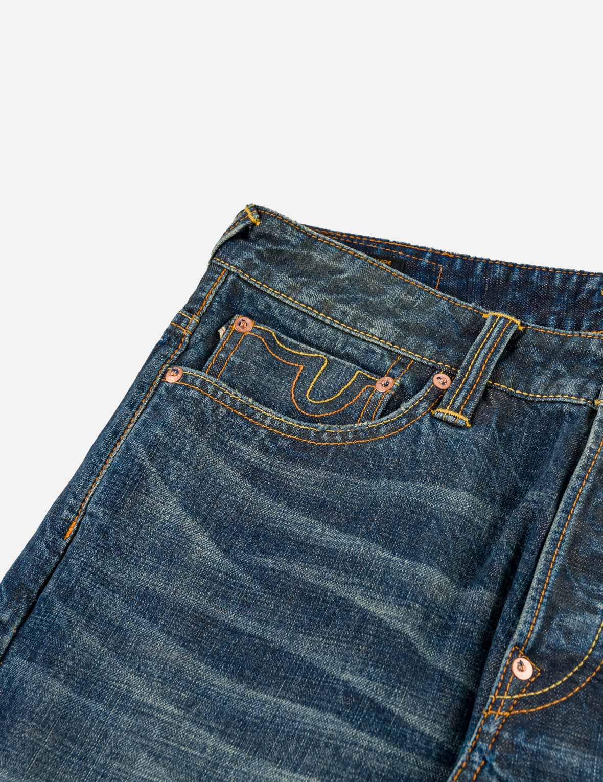 Asymmetric Seagull Embroidered Pocket Selvedge Jeans #2017