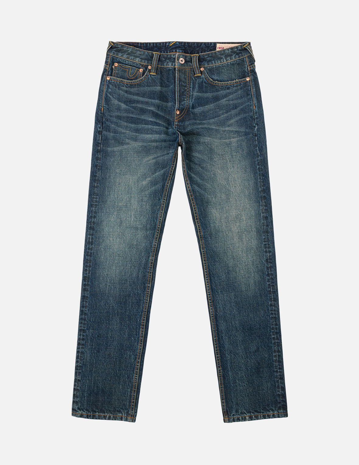 Asymmetric Seagull Embroidered Pocket Selvedge Jeans #2017