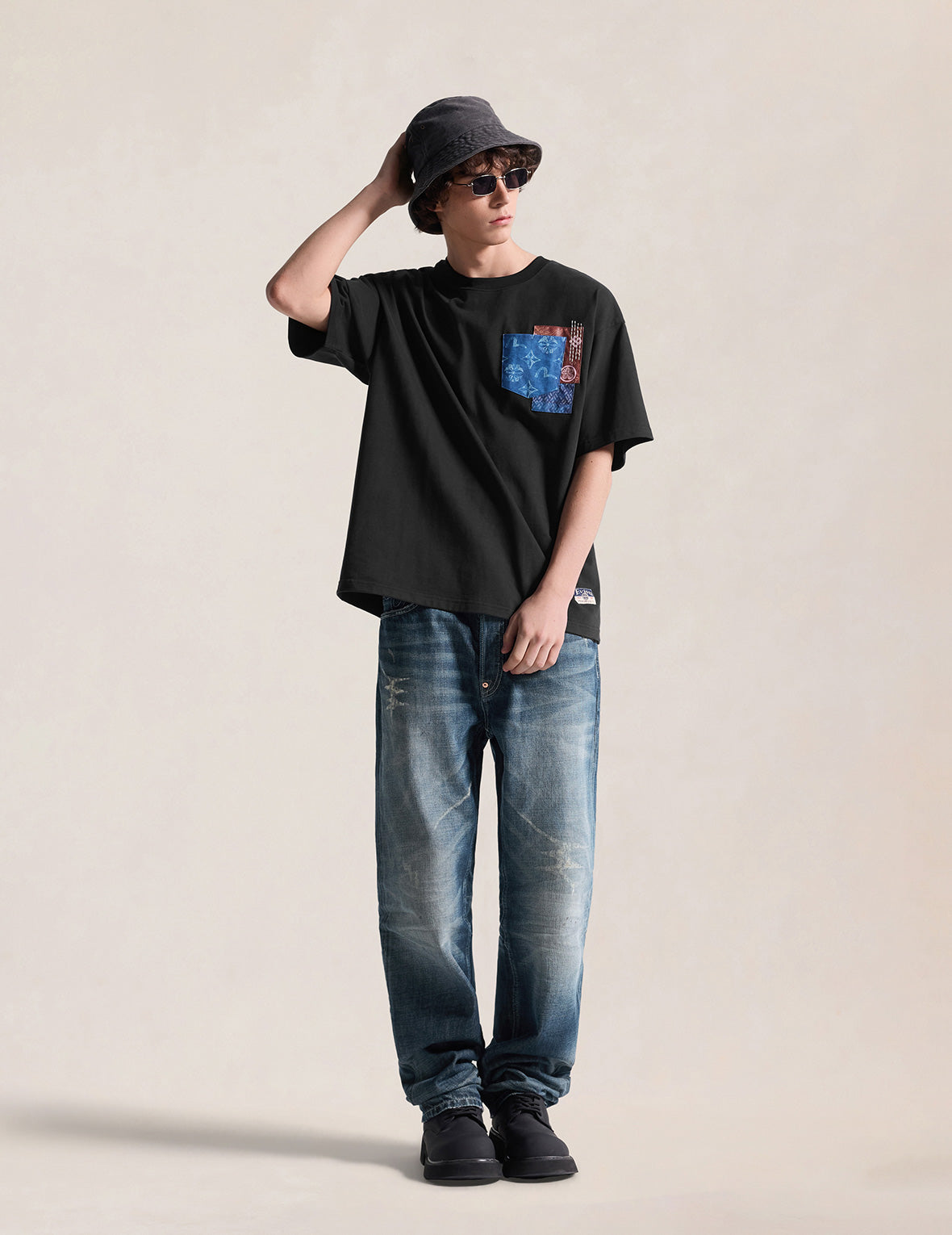 Gradient Cross-Stitch Seagull Pocket Jeans #2020