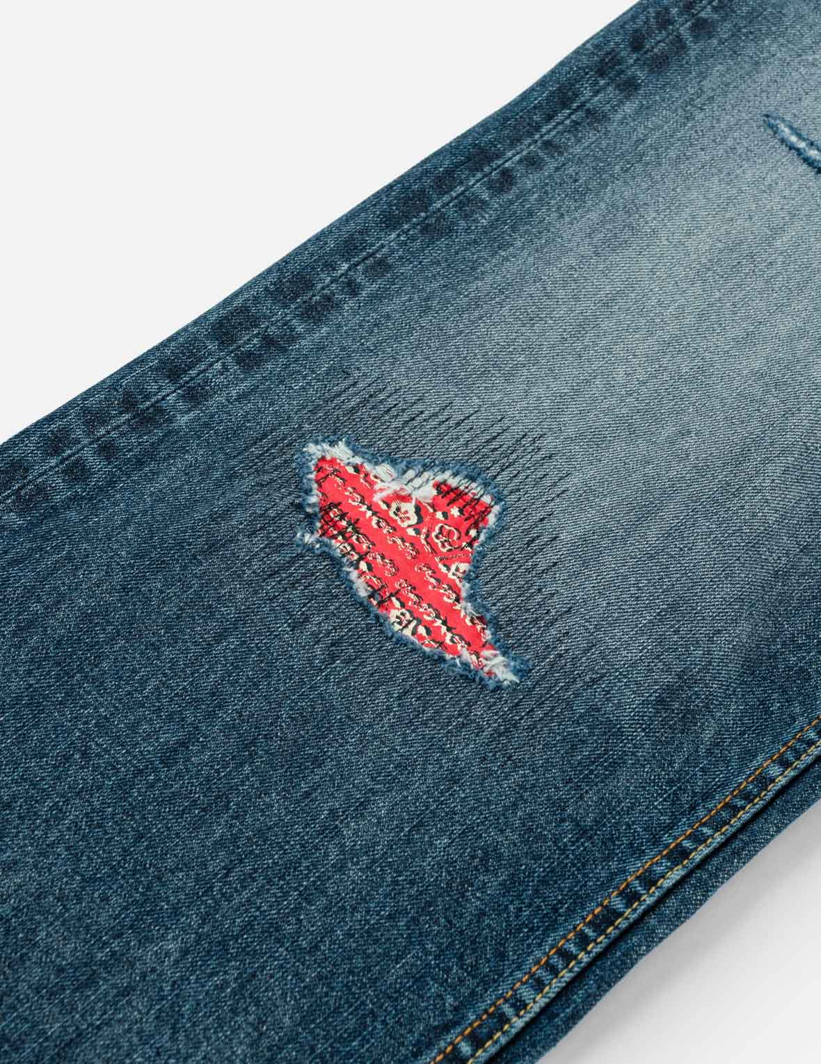 Boro Patchwork Distressed Seagull Pocket Jeans #2020