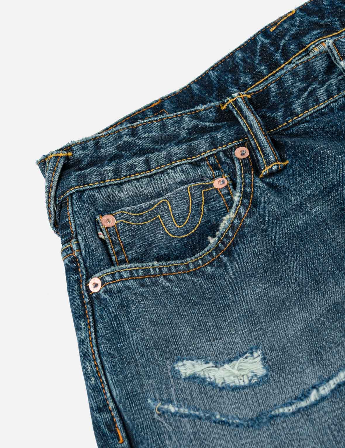 Boro Patchwork Distressed Seagull Pocket Jeans #2020