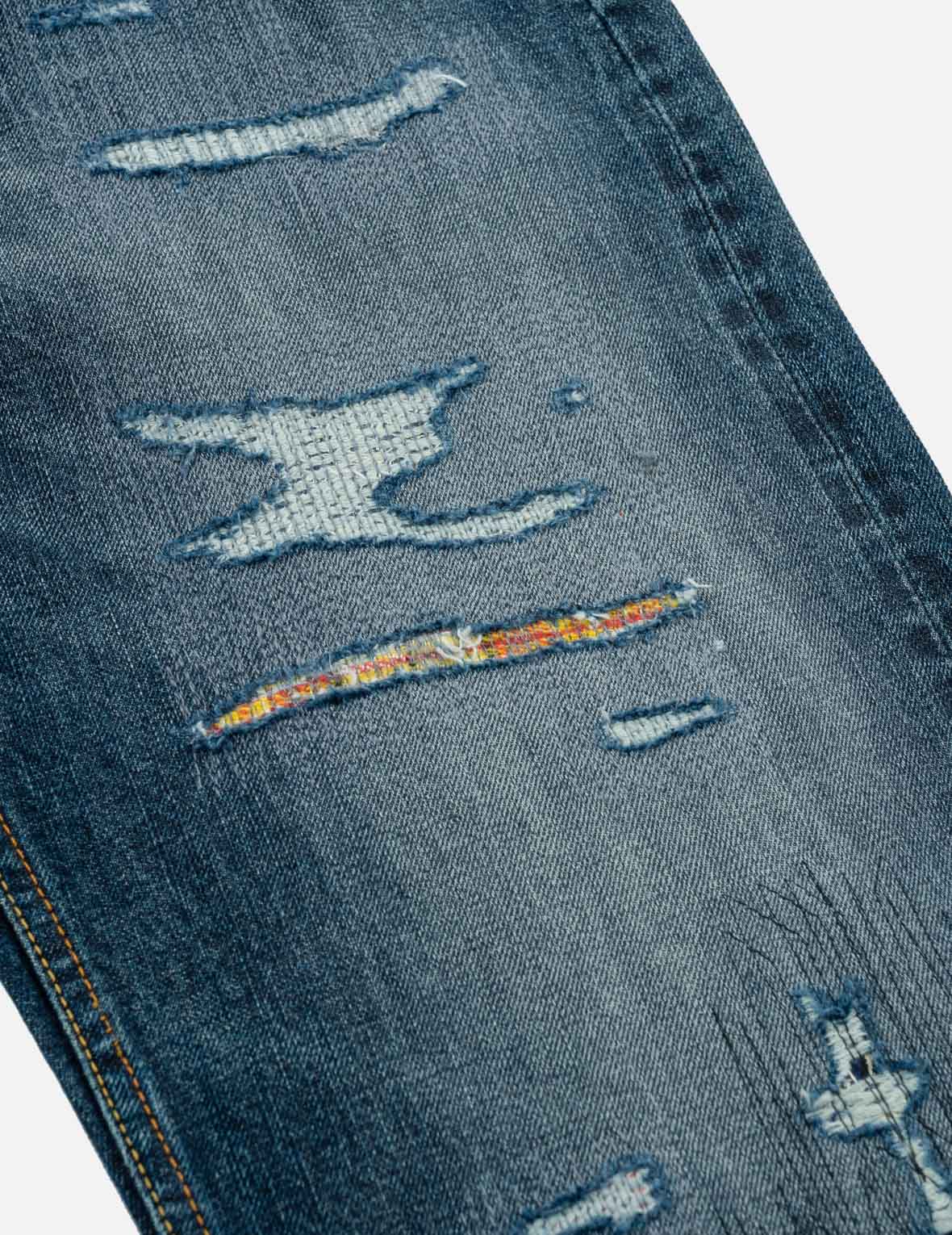 Boro Patchwork Distressed Seagull Pocket Jeans #2020