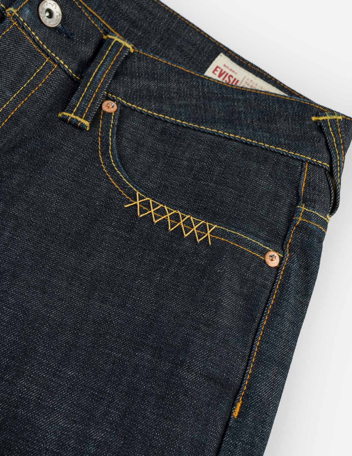 多口袋織錦刺繡錐形牛仔褲 #2017