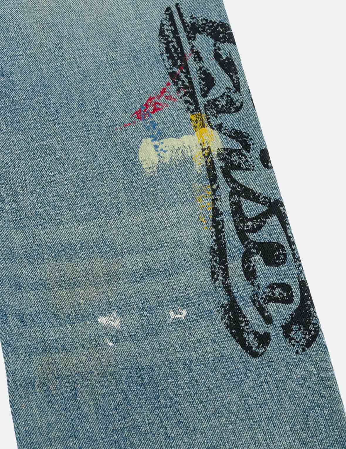 Fortune Theme Hand-Painted All-Over Print Jeans #2020