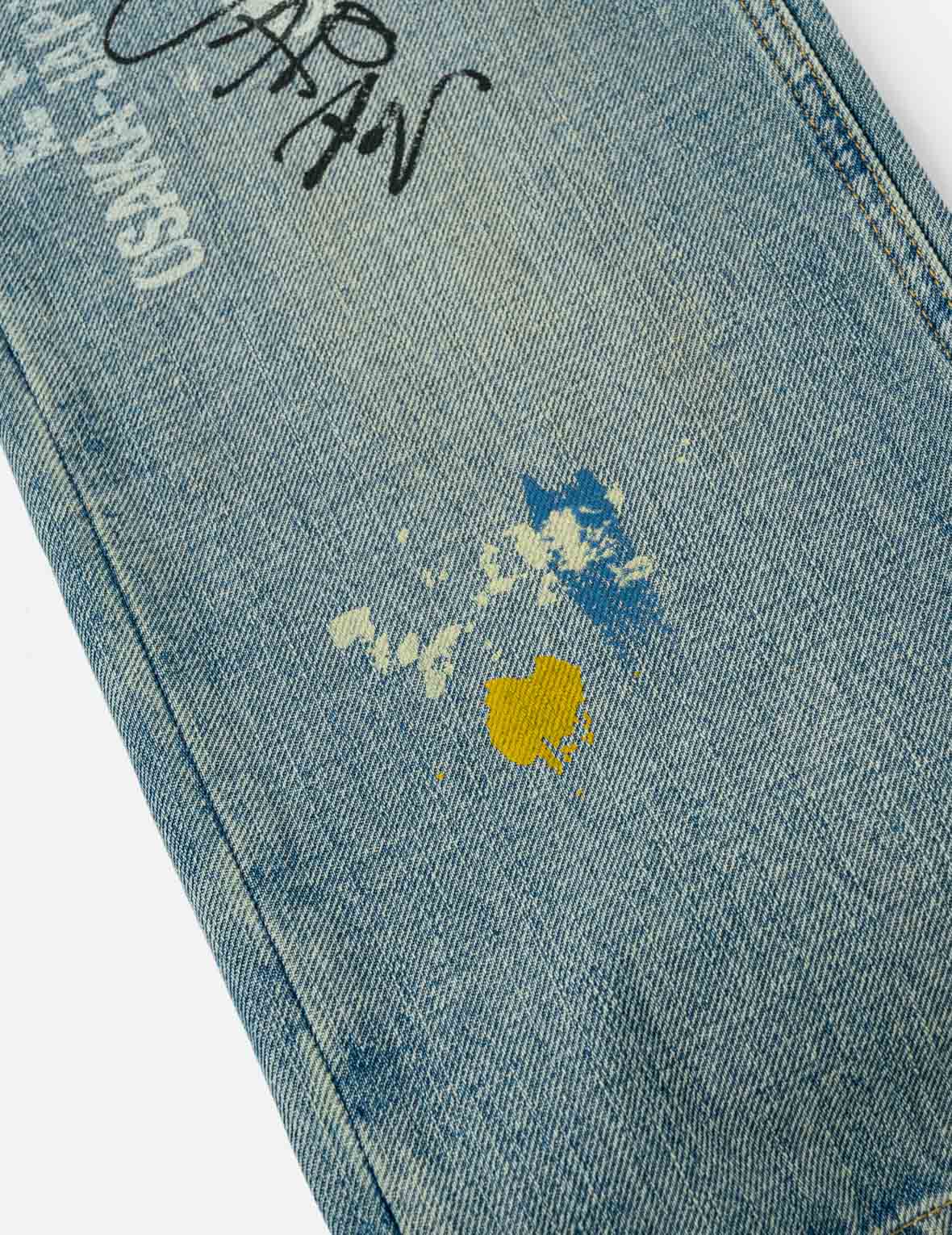 Fortune Theme Hand-Painted All-Over Print Jeans #2020