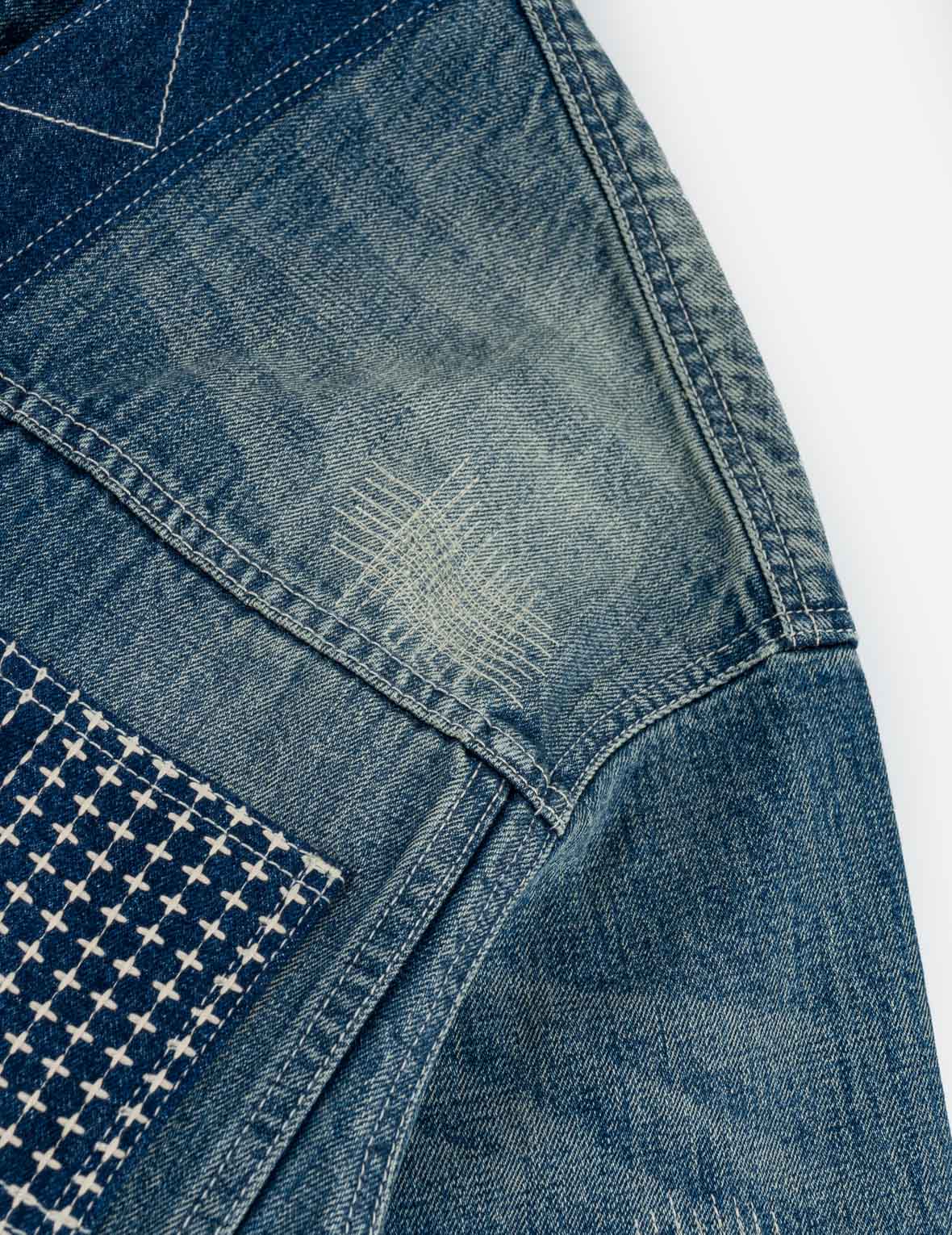 襤褸刺繡丹寧和服外套