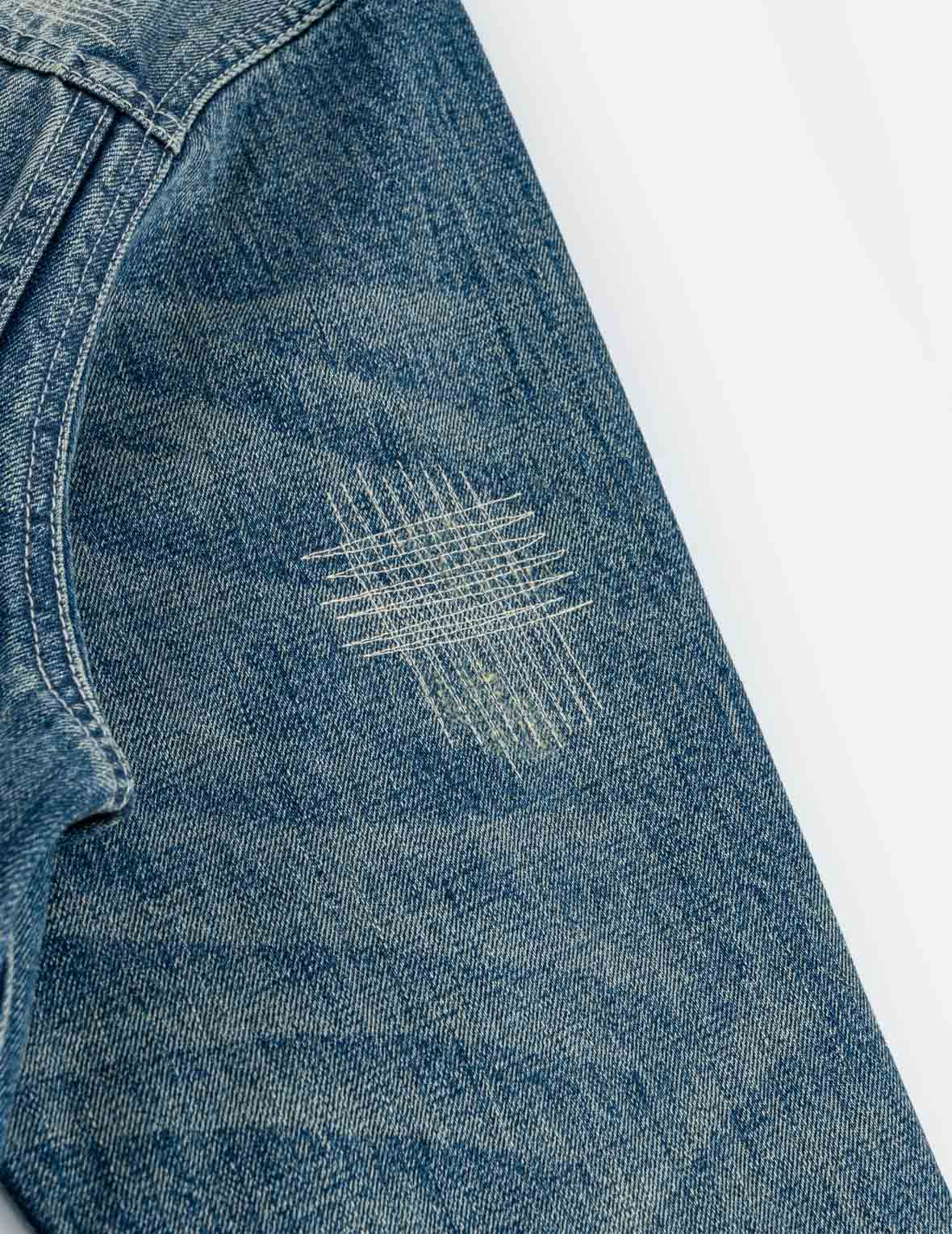 襤褸刺繡丹寧和服外套