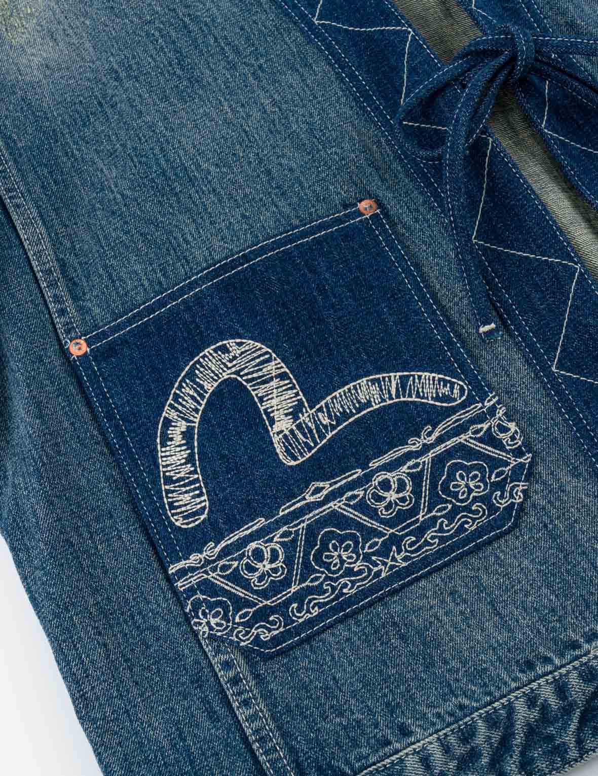 襤褸刺繡丹寧和服外套