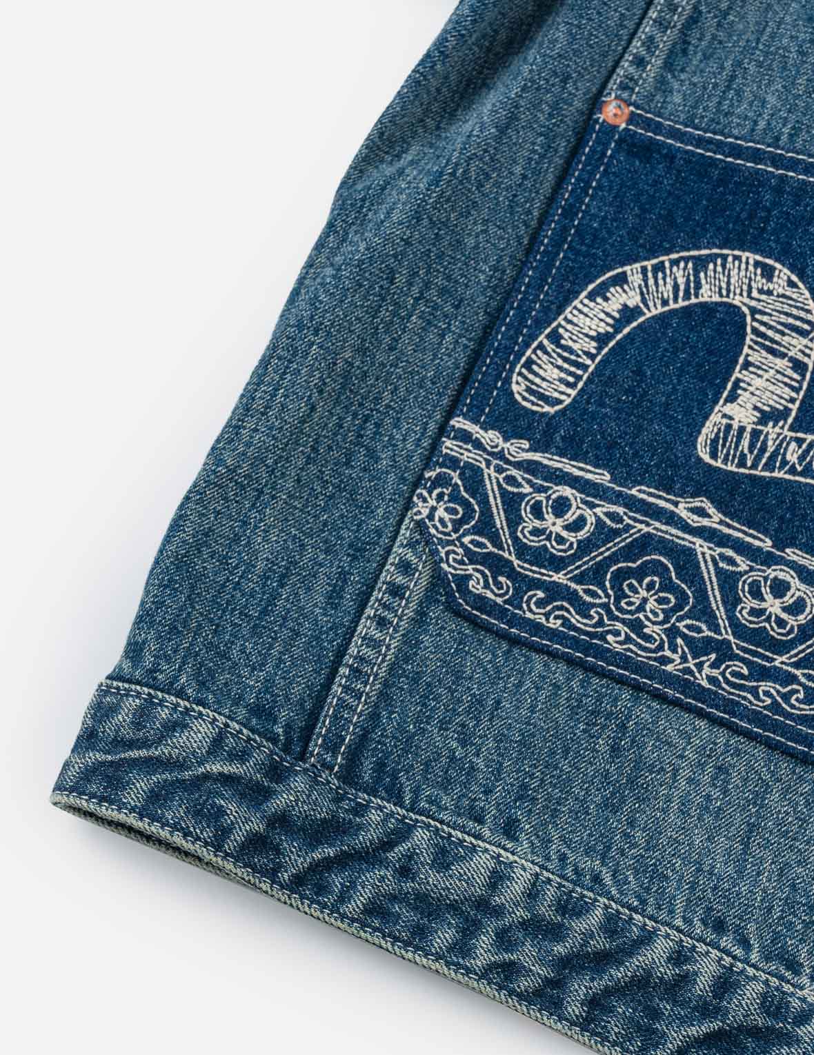 襤褸刺繡丹寧和服外套