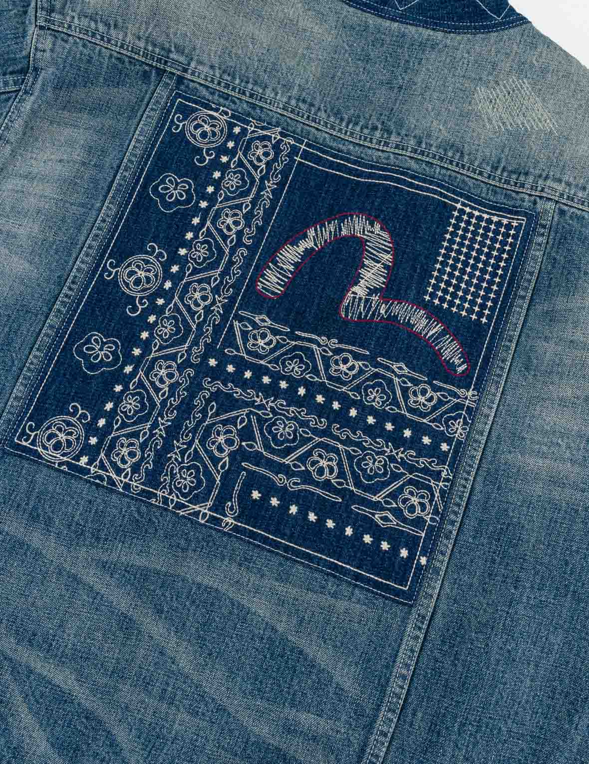 襤褸刺繡丹寧和服外套