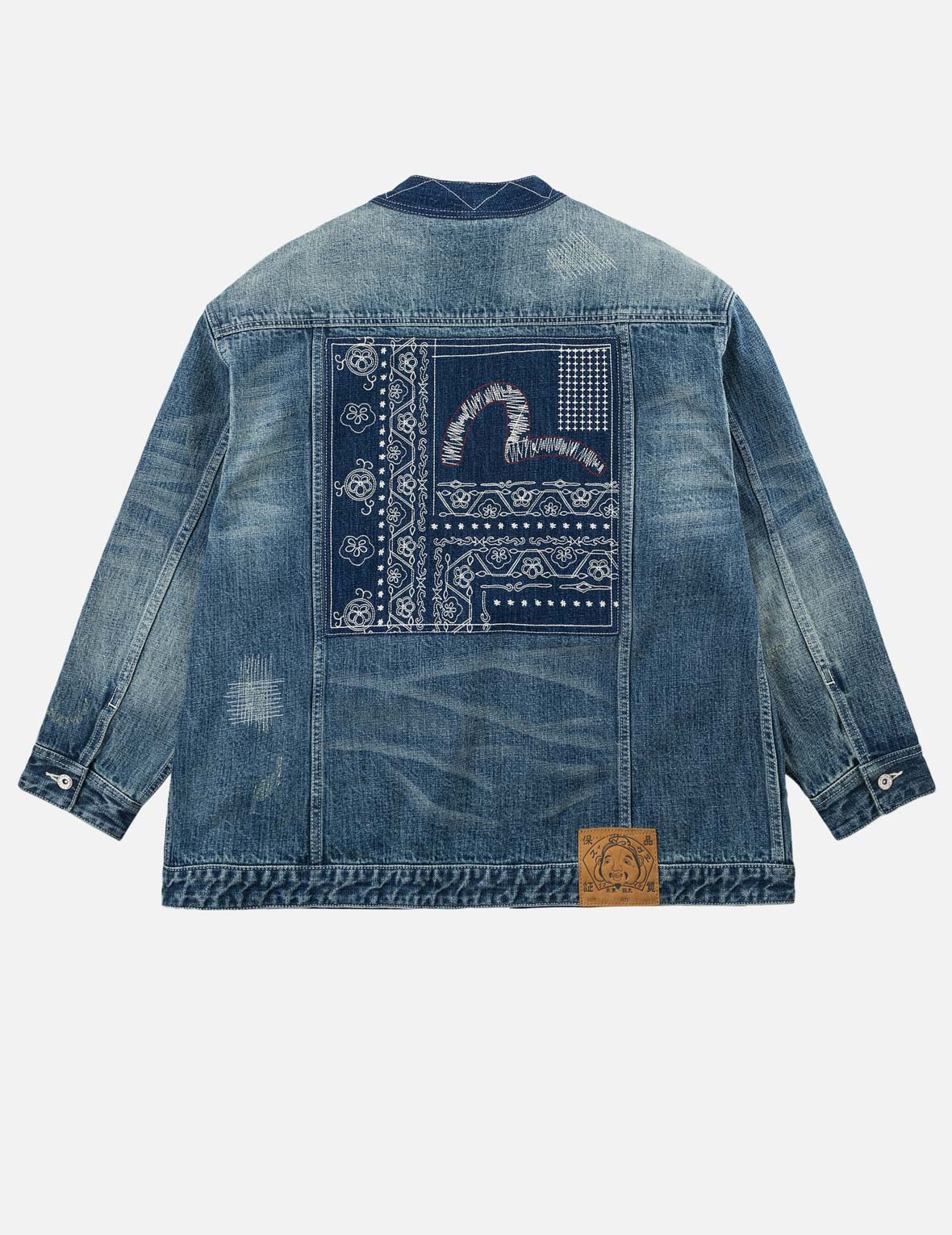 襤褸刺繡丹寧和服外套