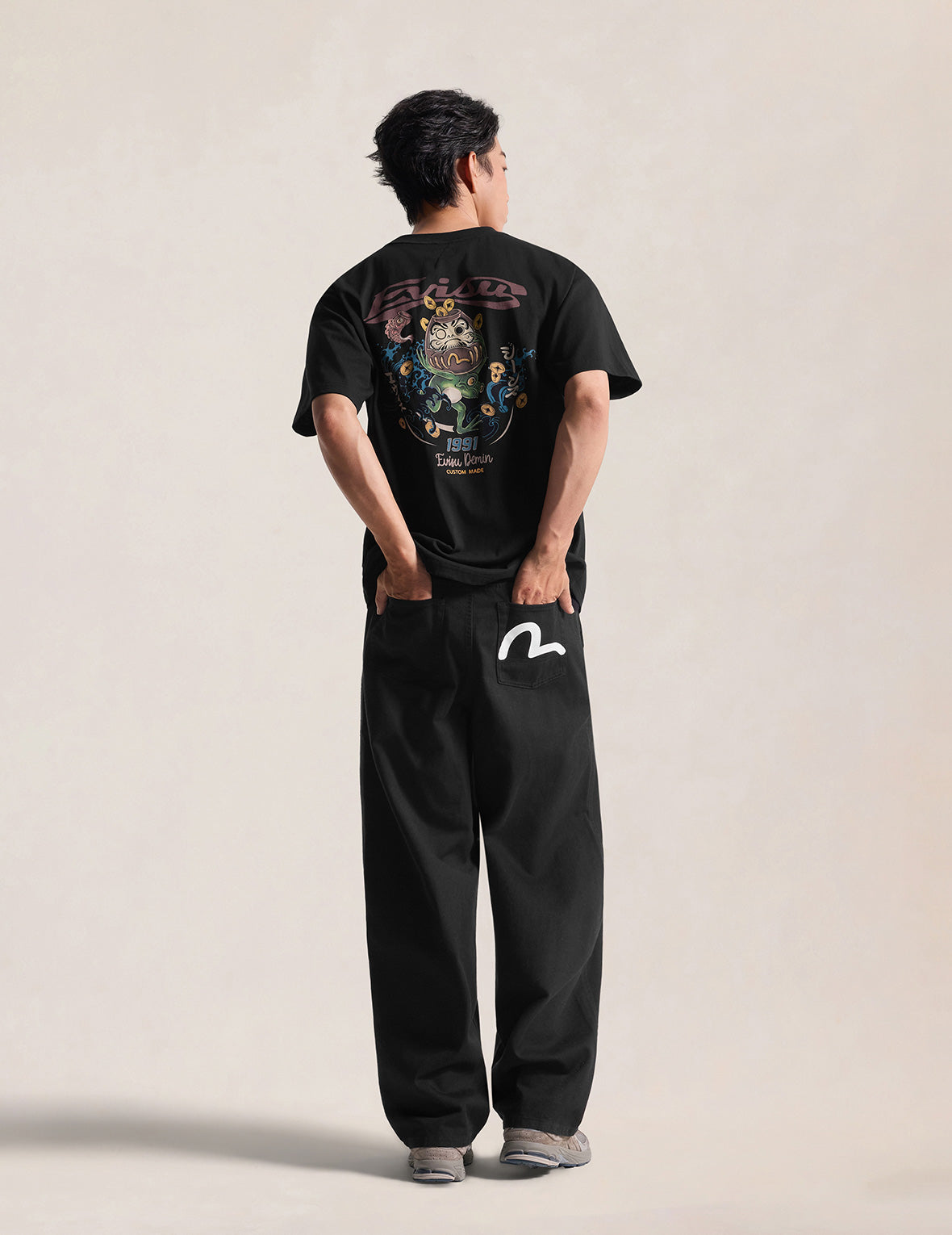 Back Seagull Print Chino Pants