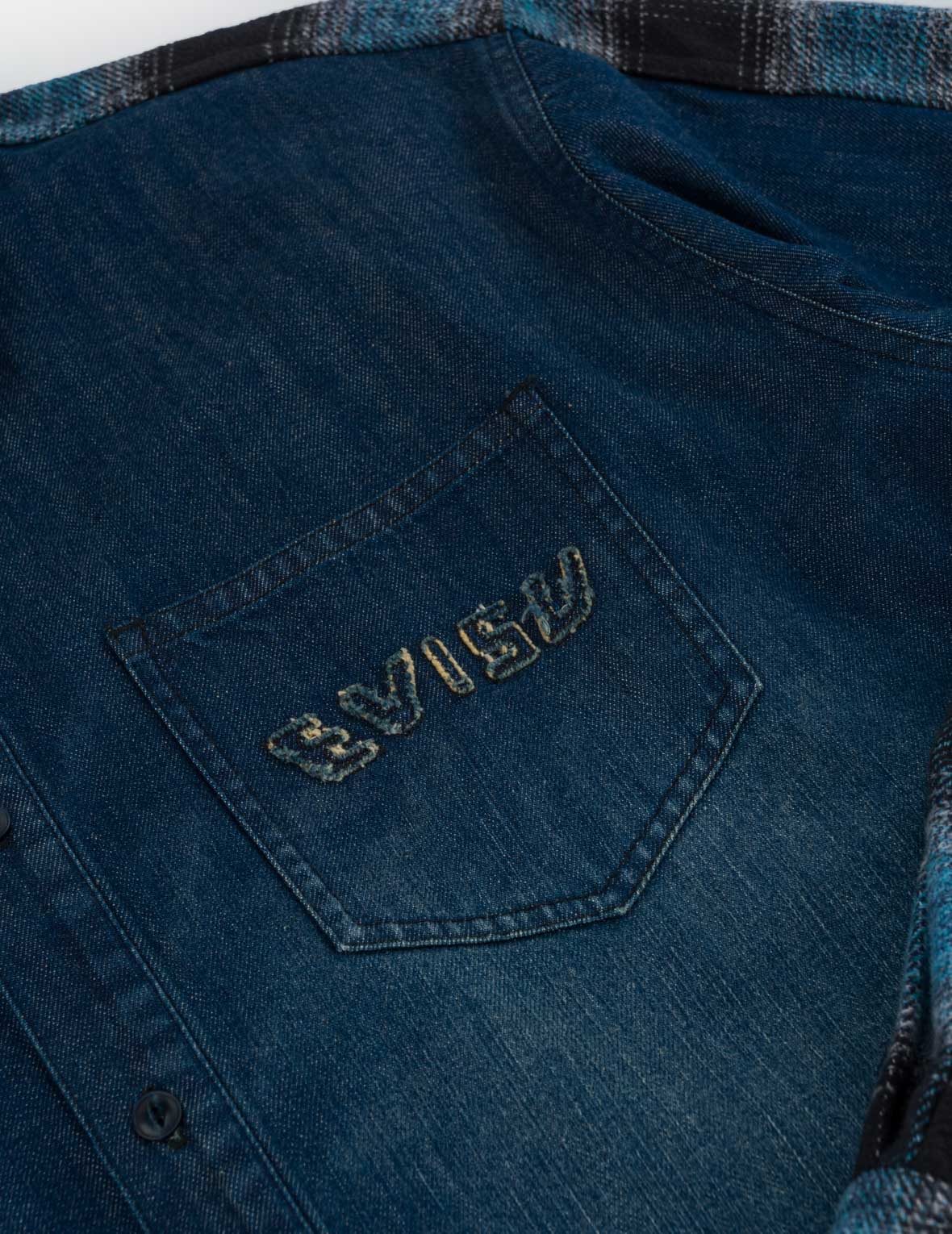 Fabric Blocking Denim Shirt