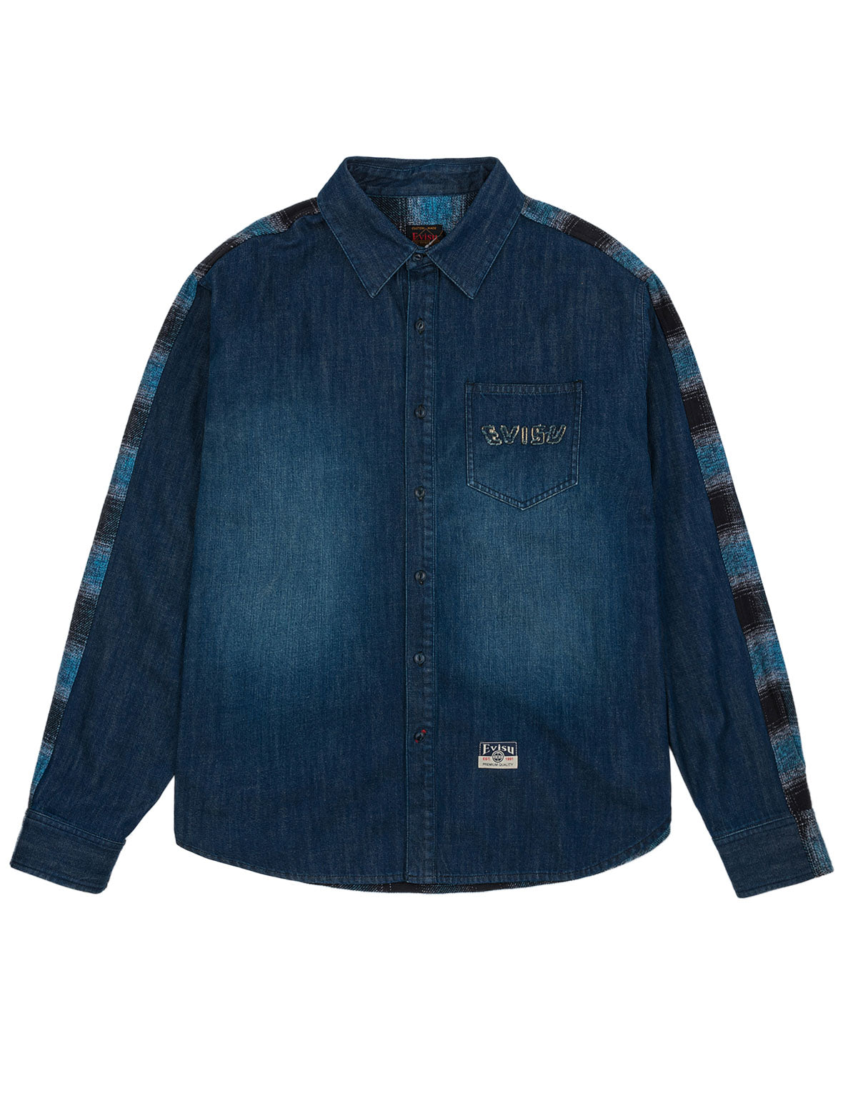 Fabric Blocking Denim Shirt