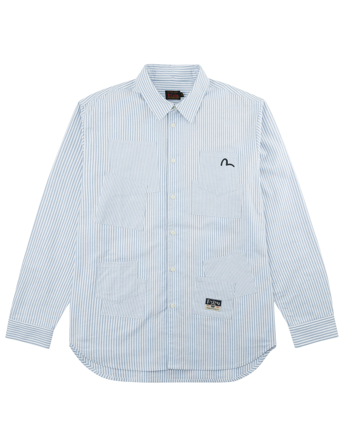 Multi-Pocket Striped Oxford Shirt
