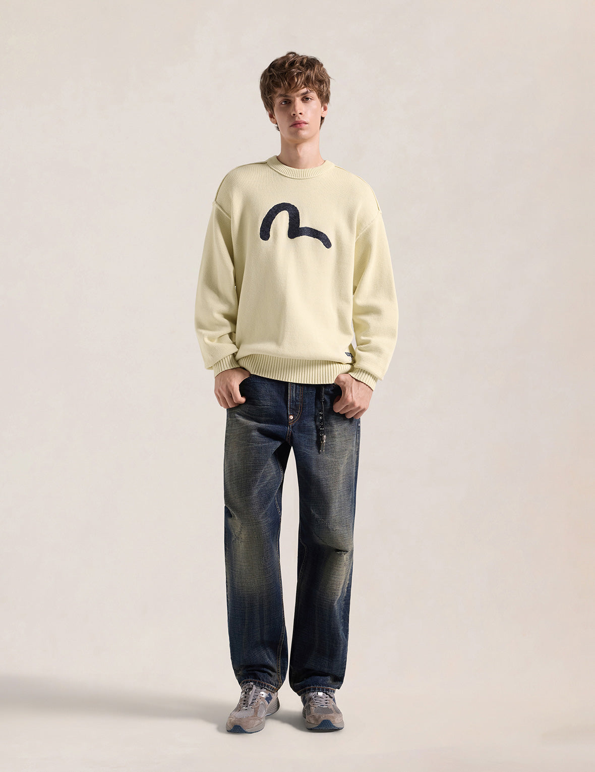 Textured Seagull Logo Knit Pullover