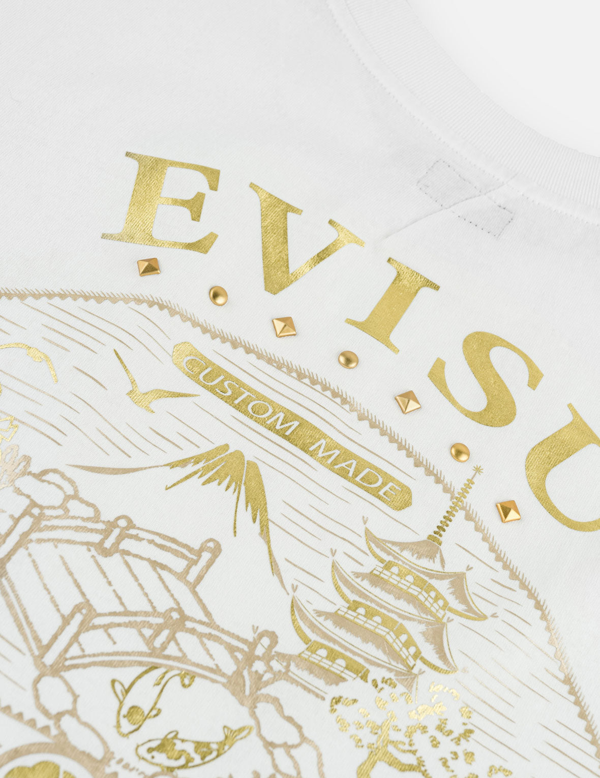 Gold Print Studded Tee