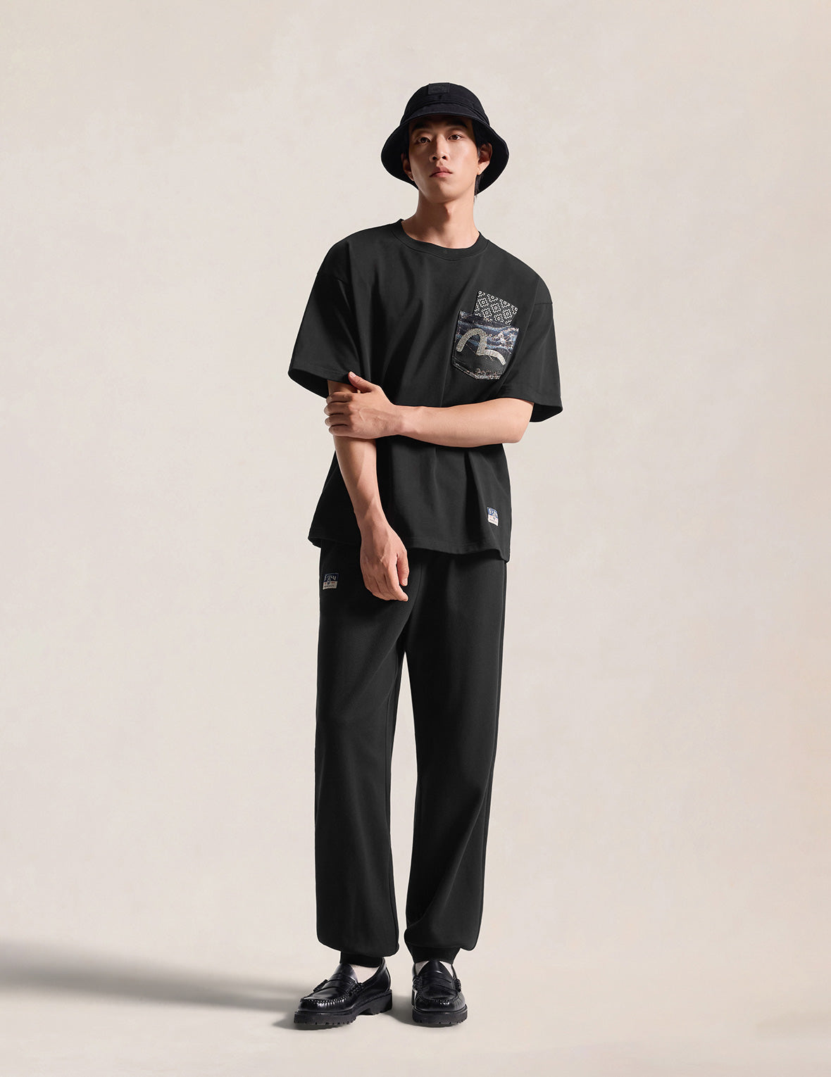 Double-Layer Brocade Pocket Tee