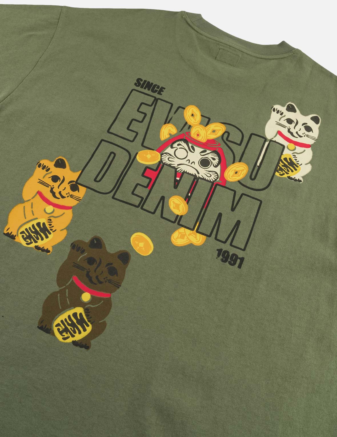 Fortune Cat Daruma Print T-Shirt
