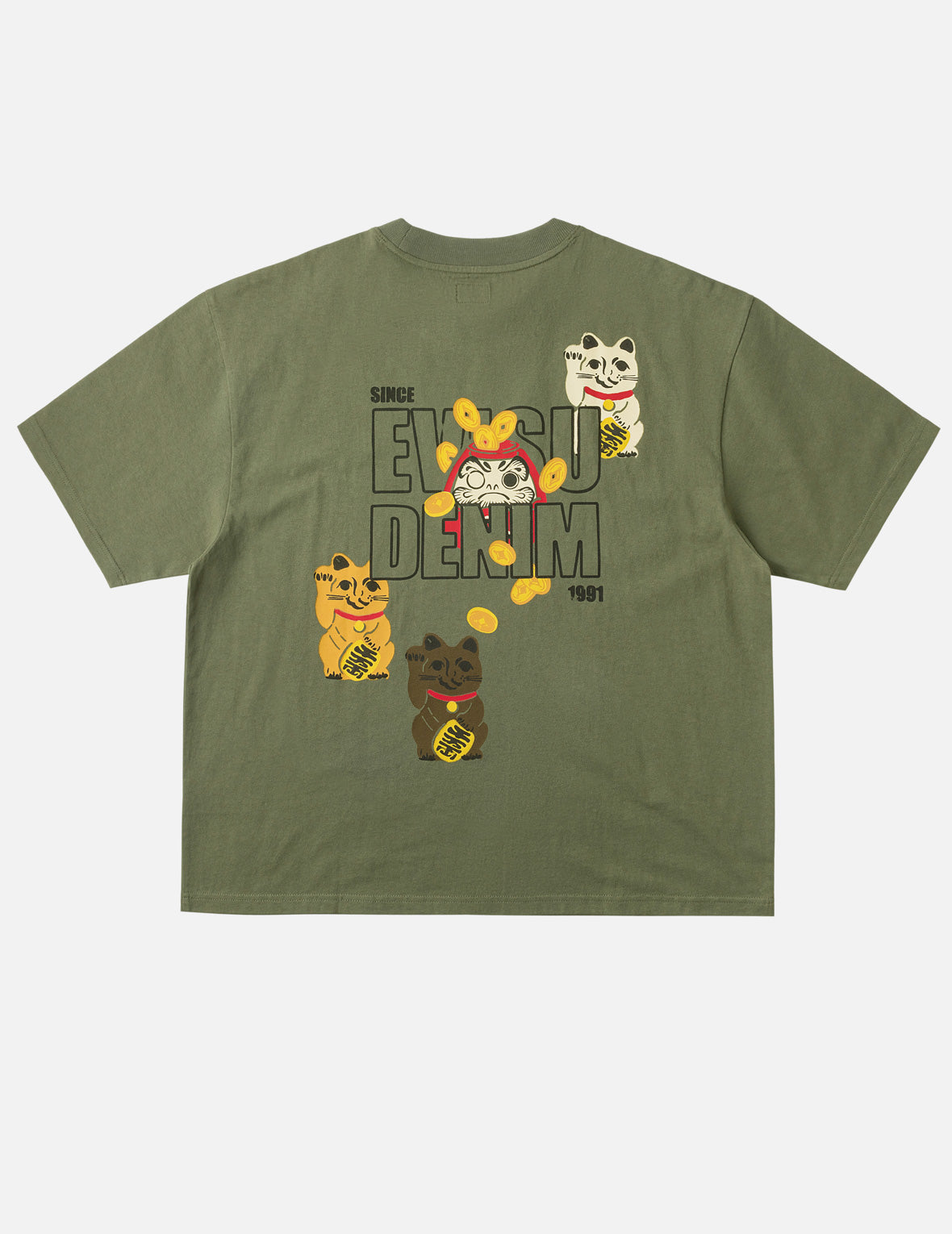 Fortune Cat Daruma Print T-Shirt
