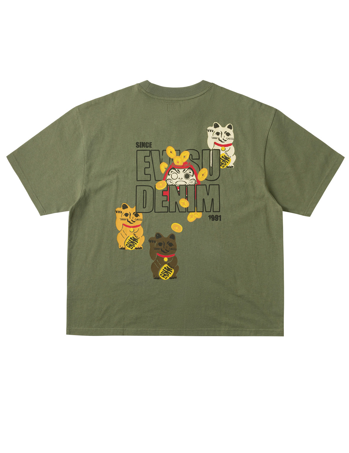 Fortune Cat Daruma Print T-Shirt