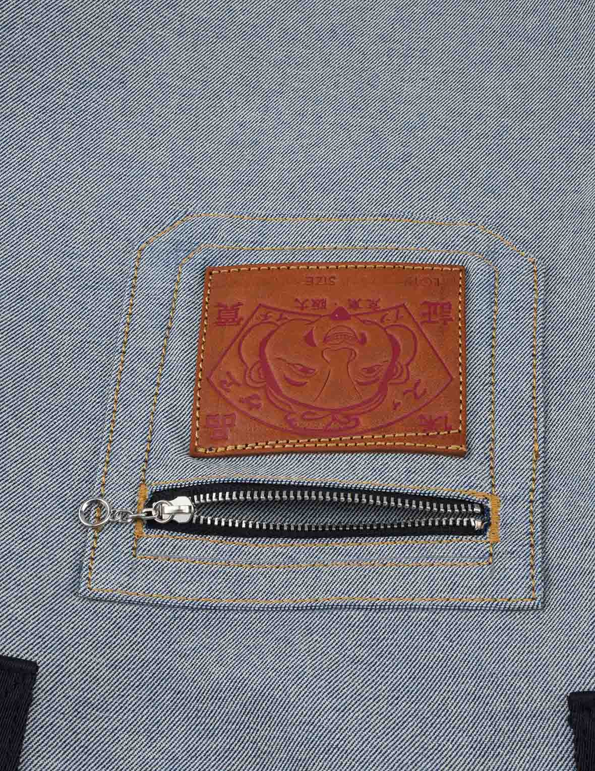 佛頭與海鷗提花牛仔手提包