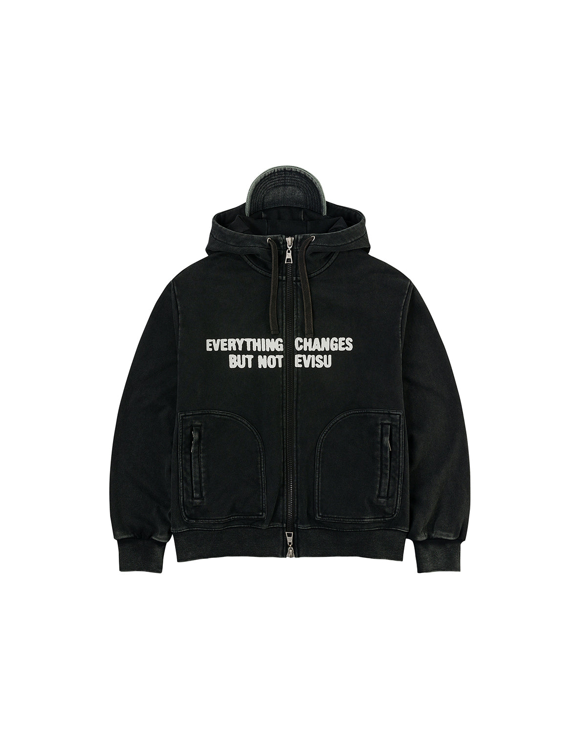 Slogan Print Oversized with Cap Hooded Jacket