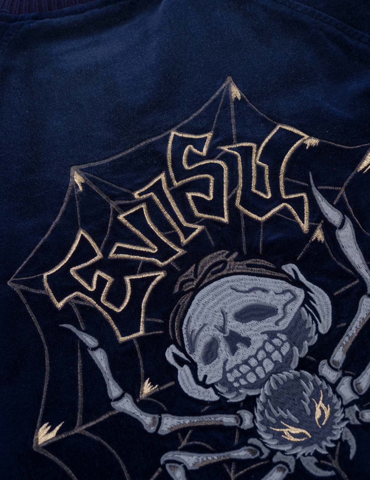 Skull Embroidery Velvet Souvenir Jacket