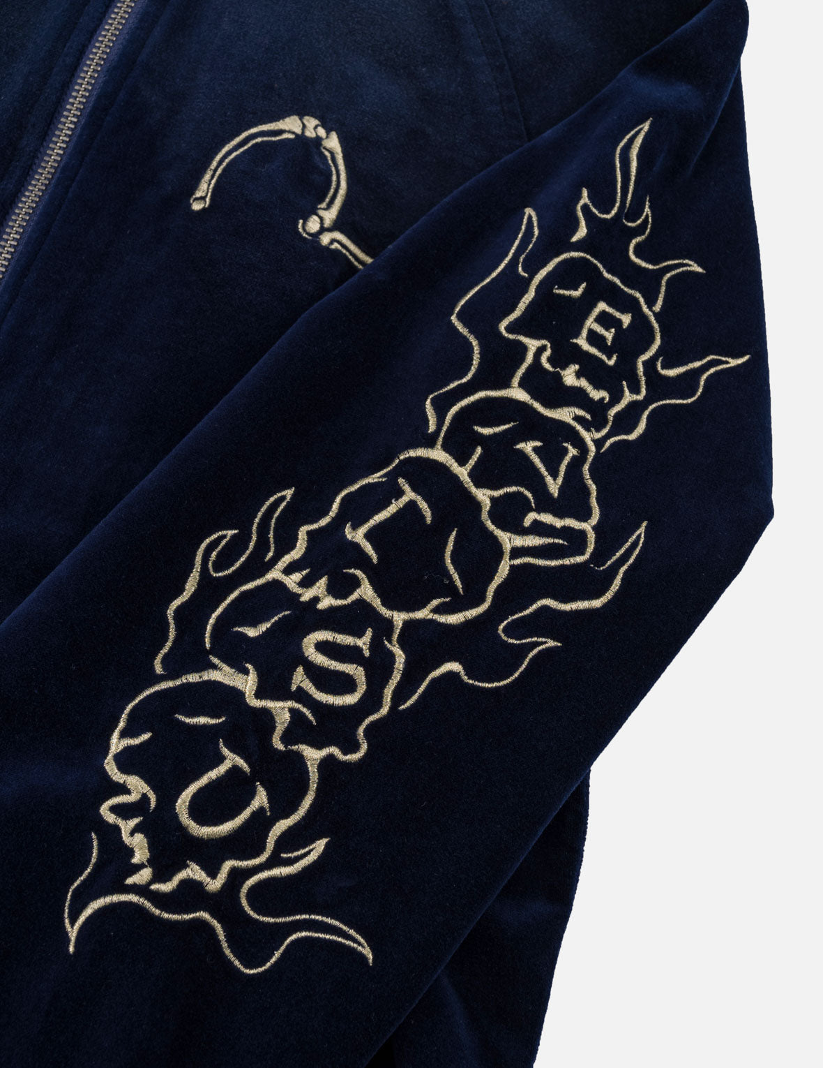 Skull Embroidery Velvet Souvenir Jacket