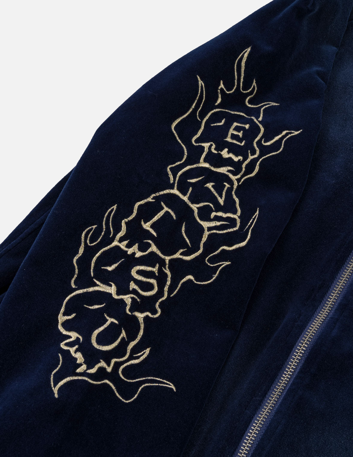 Skull Embroidery Velvet Souvenir Jacket