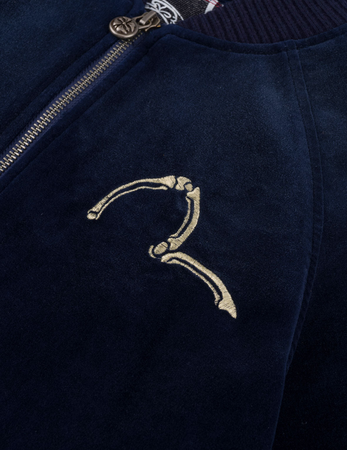 Skull Embroidery Velvet Souvenir Jacket