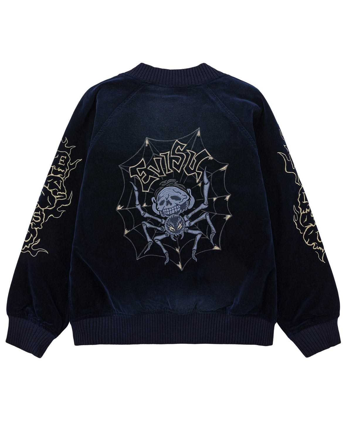 Skull Embroidery Velvet Souvenir Jacket