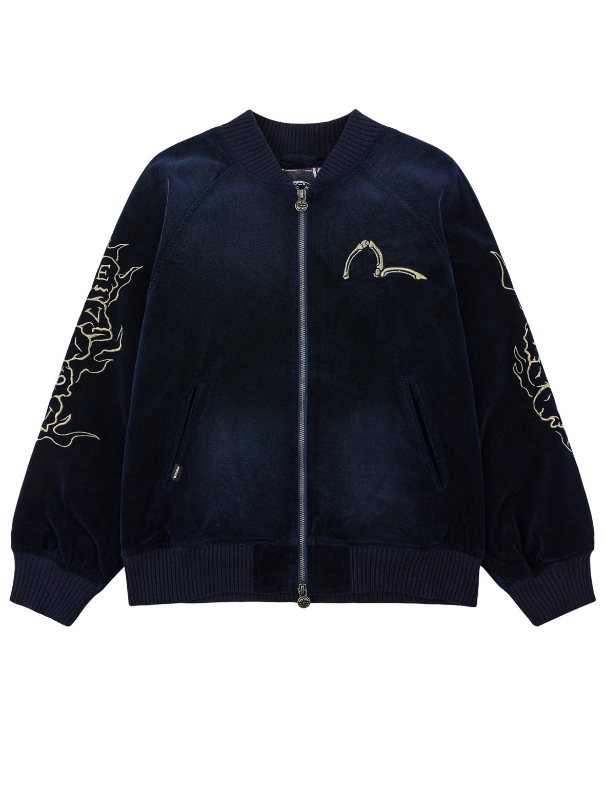 Skull Embroidery Velvet Souvenir Jacket