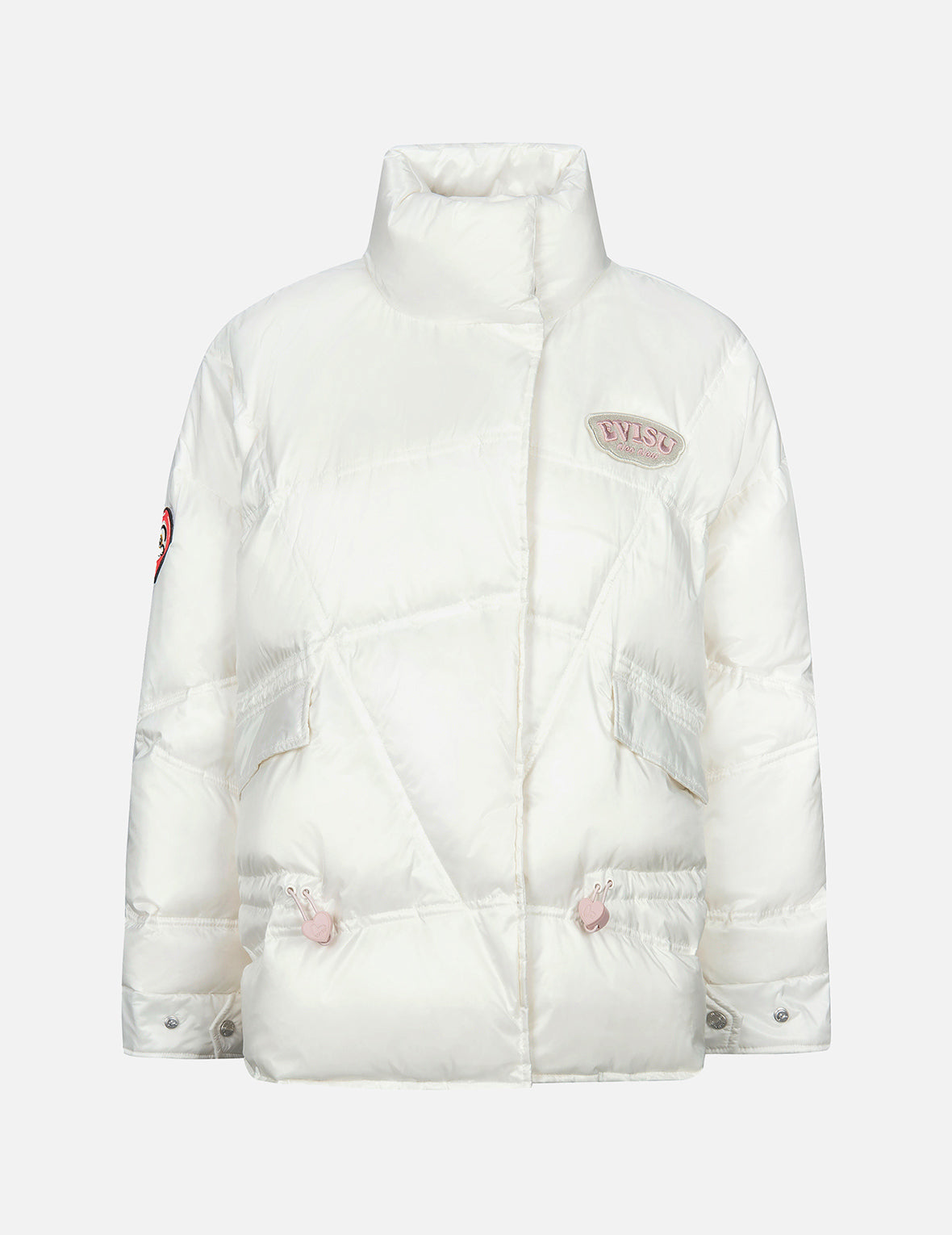 標誌及達磨愛心刺繡章時尚版型羽絨外套