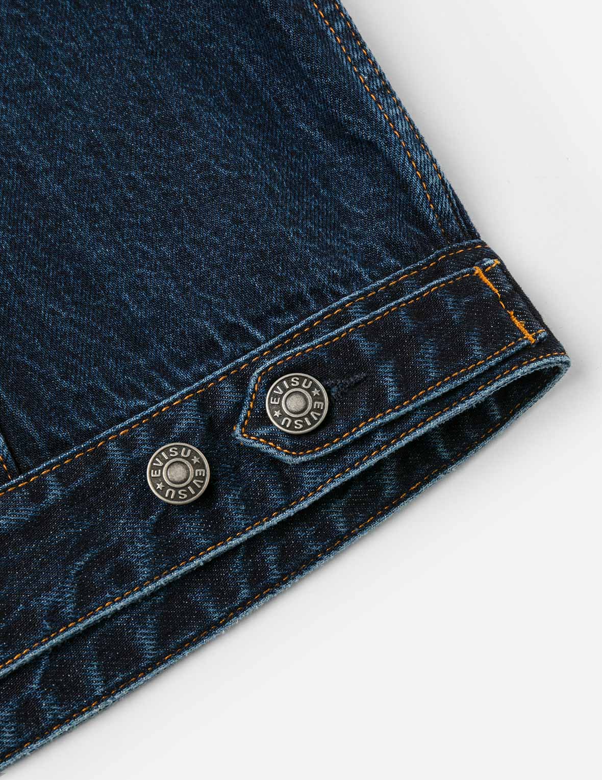 漸層色印花寬版洗水牛仔外套