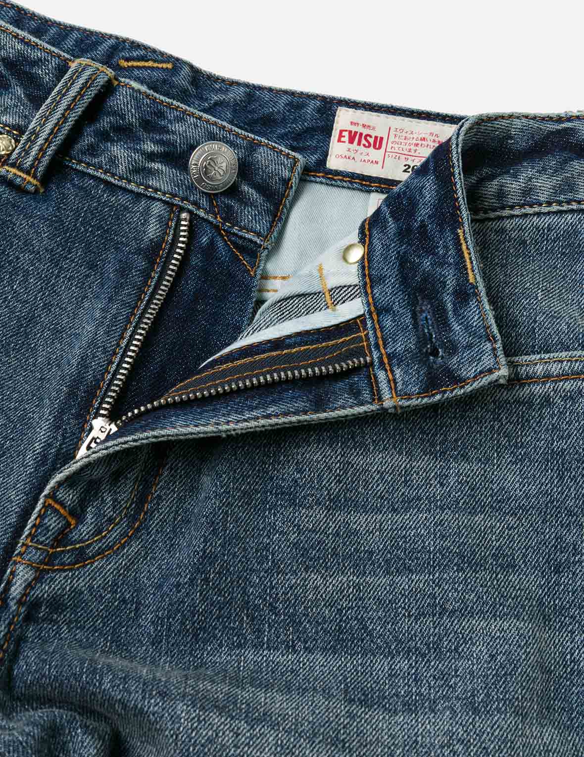 Brocade Pocket and Seagull Appliqué Straight Fit Denim Jeans