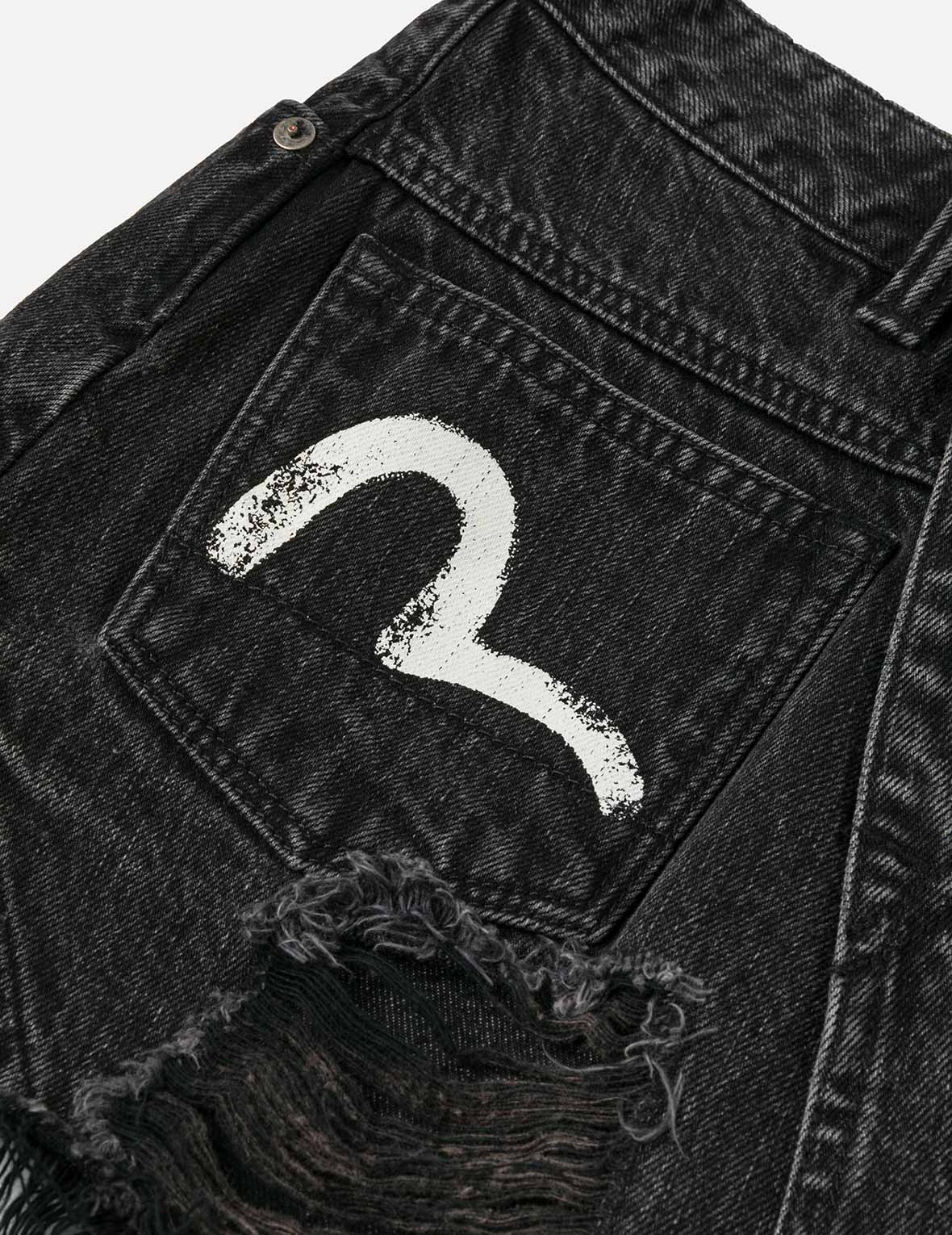 斑駁海鷗印花和解構時尚版型牛仔喇叭褲裙