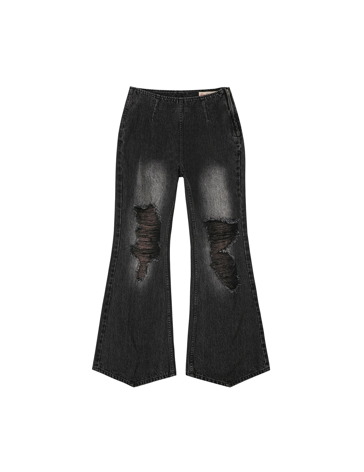 斑駁海鷗印花和解構時尚版型牛仔喇叭褲裙