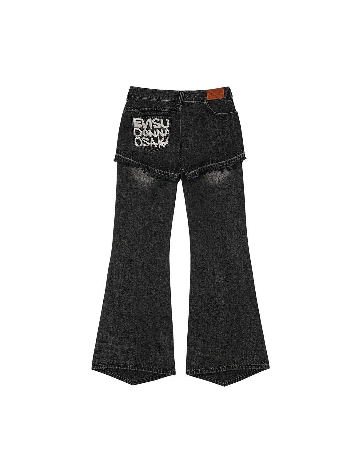 斑駁海鷗印花和解構時尚版型牛仔喇叭褲裙