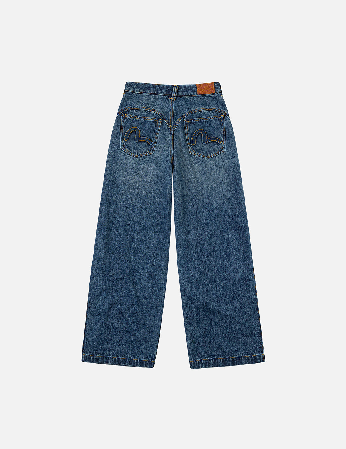 海鷗壓花時尚版型摺褶牛仔褲