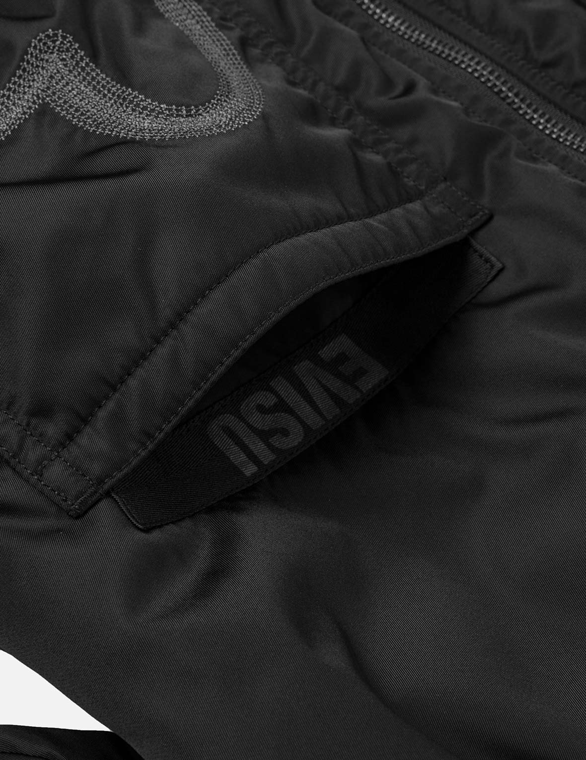 Fuzzy Cat Appliqué and Logo Embroidery Drop-Shoulder Bomber Jacket
