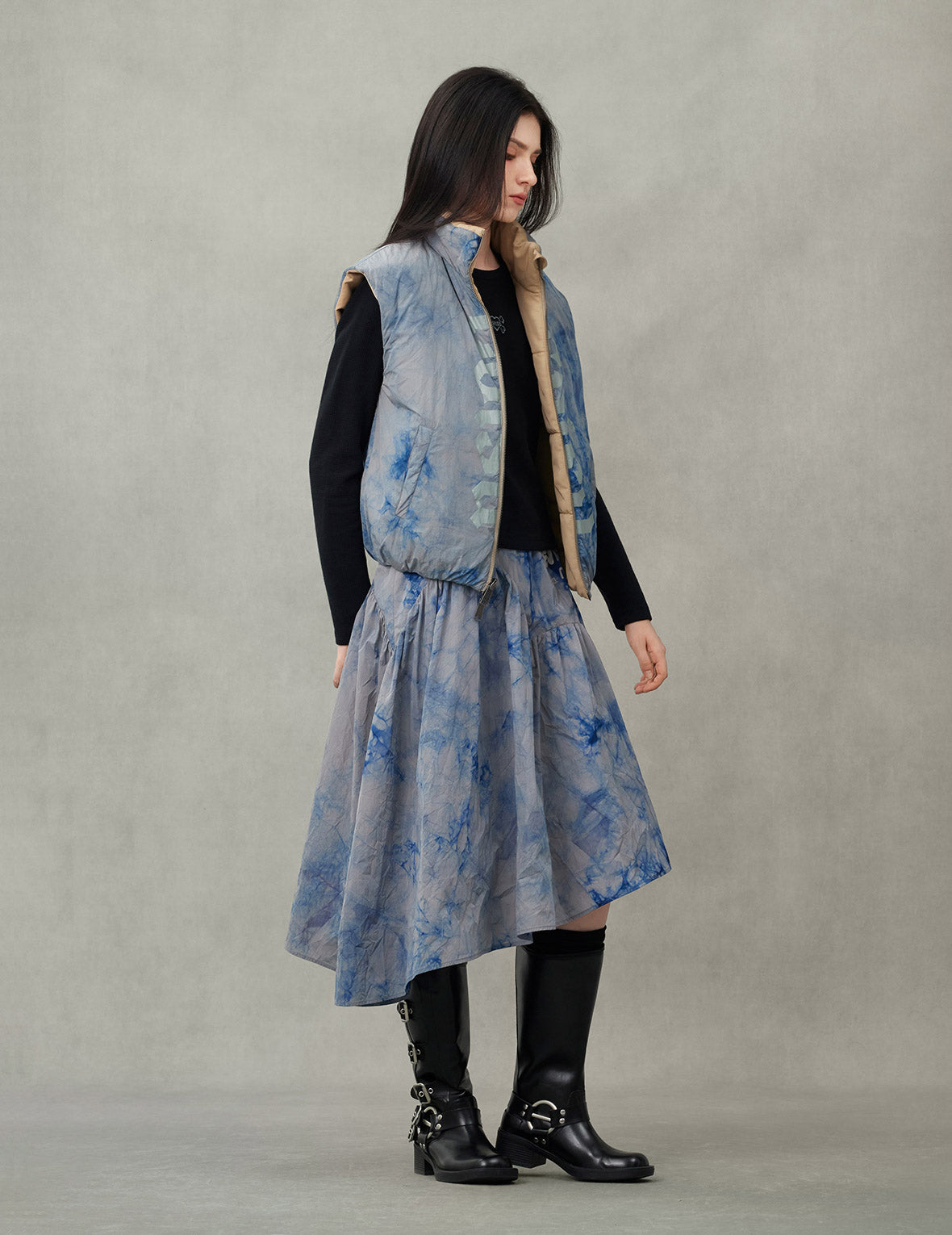 Logo Print Oversized Reversible Vest