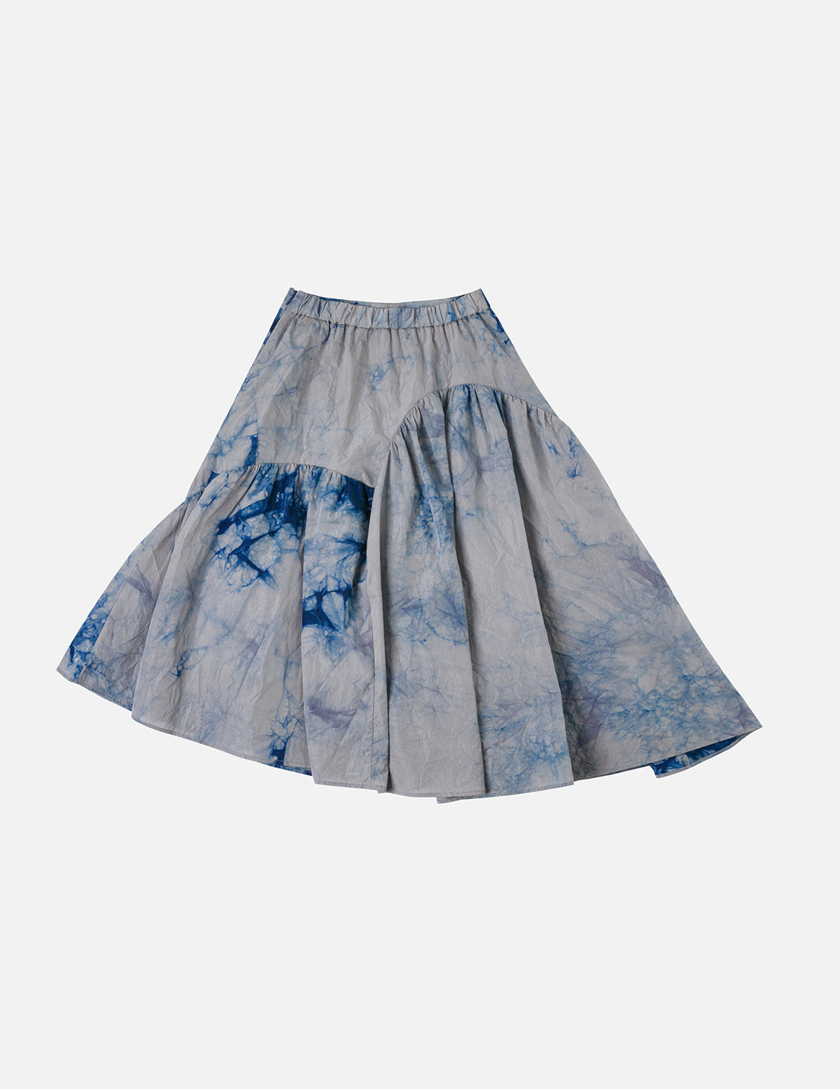 Tie-dye Seagull-inspired Asymmetrical Ruffles Oversized Midi Skirt