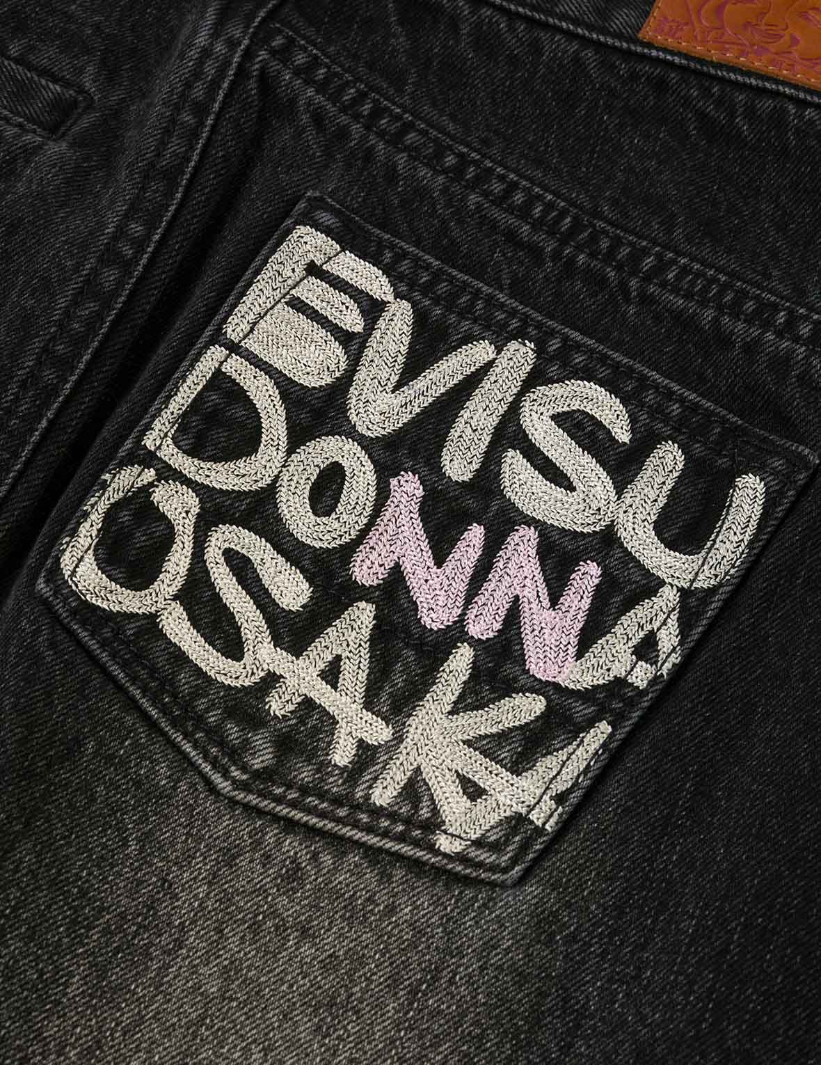 海鷗和口號刺繡常規版型解構洗水牛仔裙