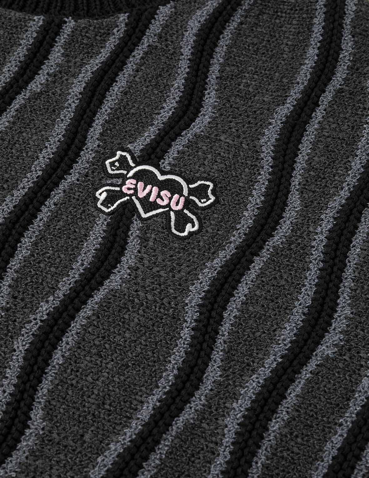 Skull Heart Appliqué Embroidery Fashion Fit Knitted Sweatshirt